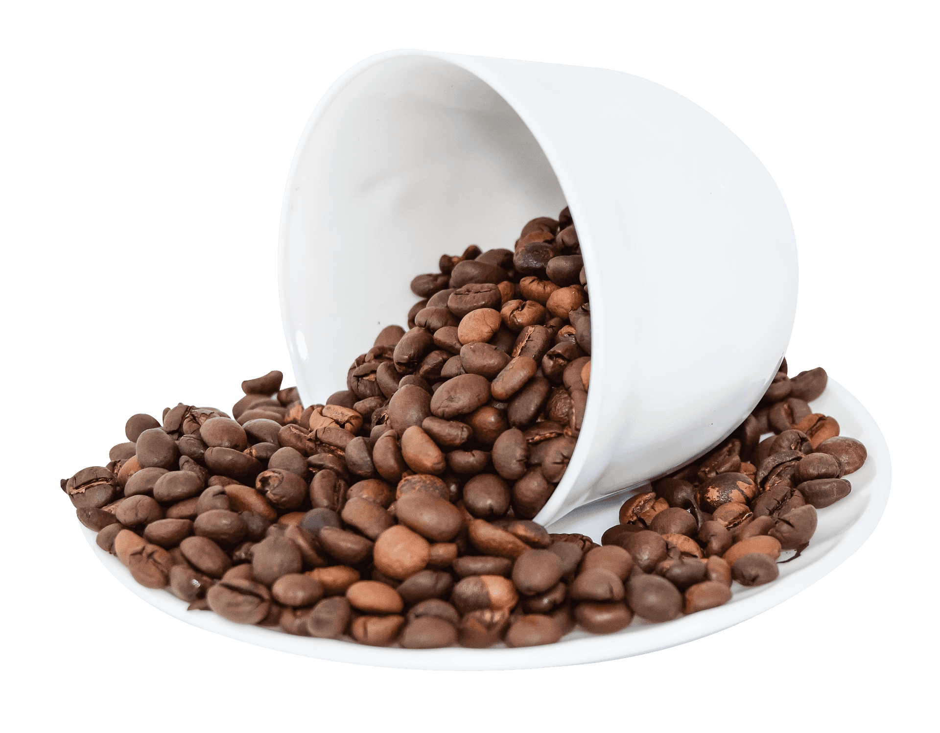 Spilled Coffee Beans Cup PNG