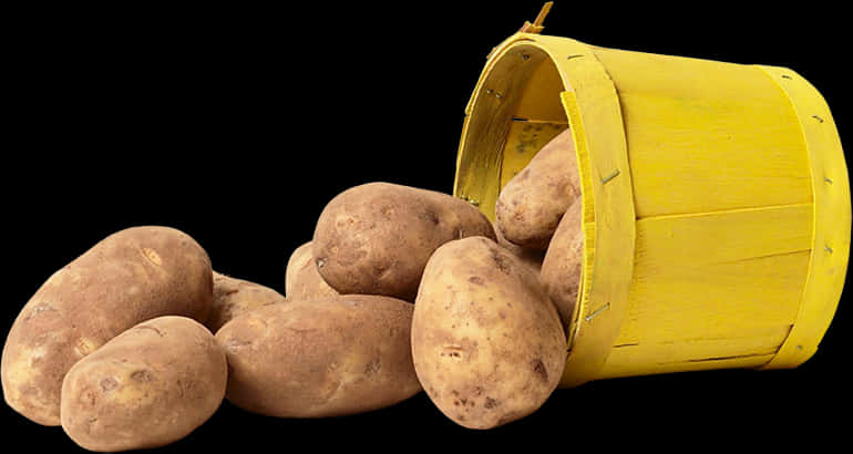 Spilled Potatoes Yellow Bucket PNG