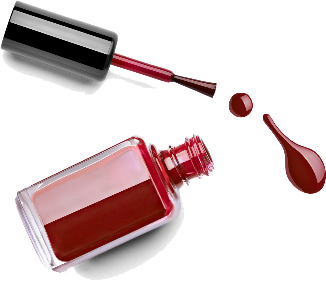 Spilled Red Nail Polish Bottle PNG