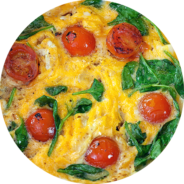 Spinach Tomato Omelette Top View PNG
