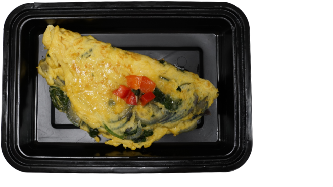 Spinach Tomato Omelettein Container PNG