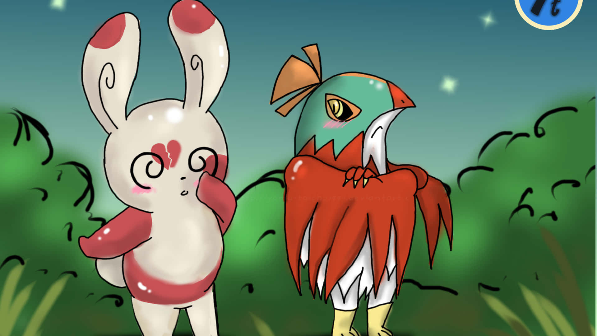 Spinda With Hawlucha Wallpaper
