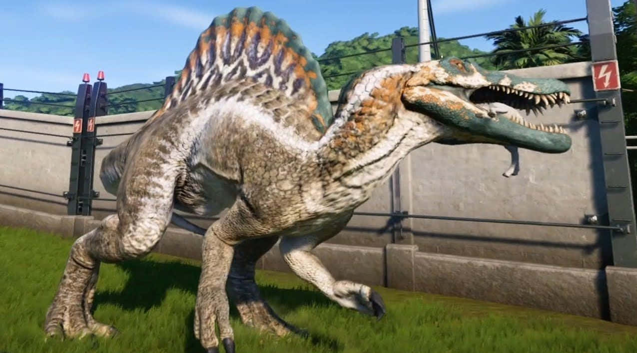 Unavista Completa De Un Spinosaurus En Un Entorno Desierto. Fondo de pantalla
