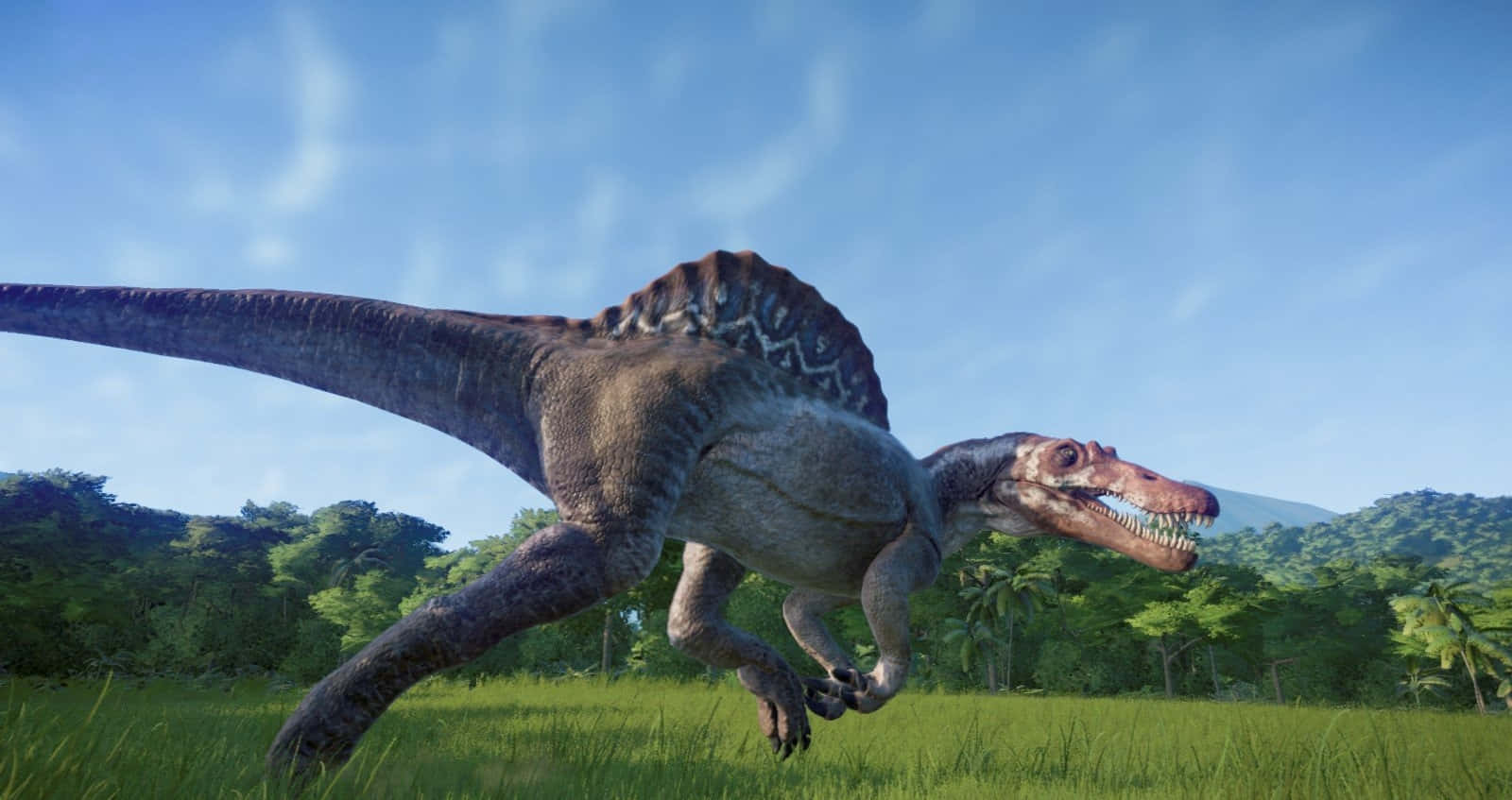 Spinosauruscorriendo En El Campo Fondo de pantalla