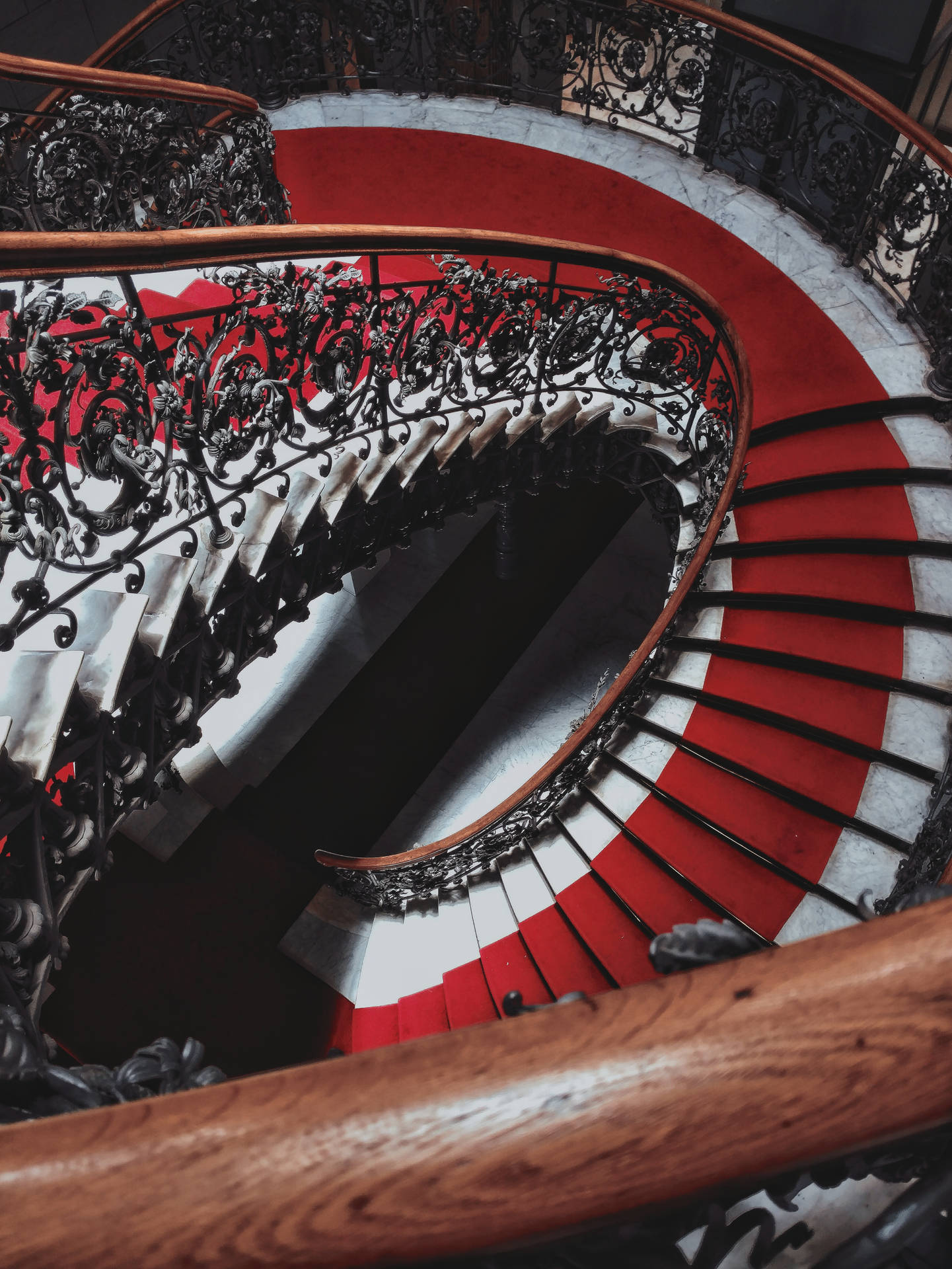 Spiral Staircase Red Carpet Wallpaper