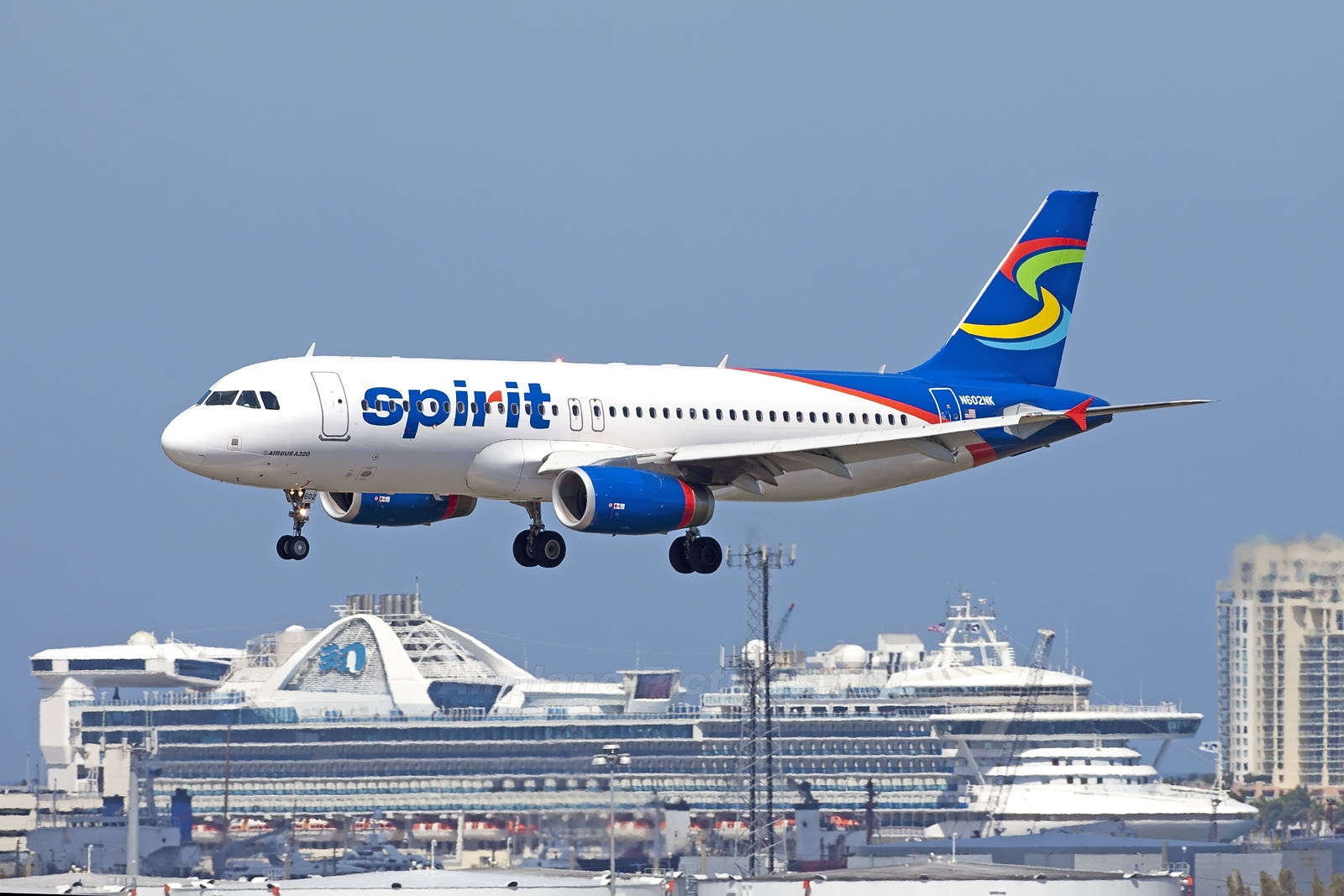 Spirit Airlines Airplane And Cruise Ship Wallpaper