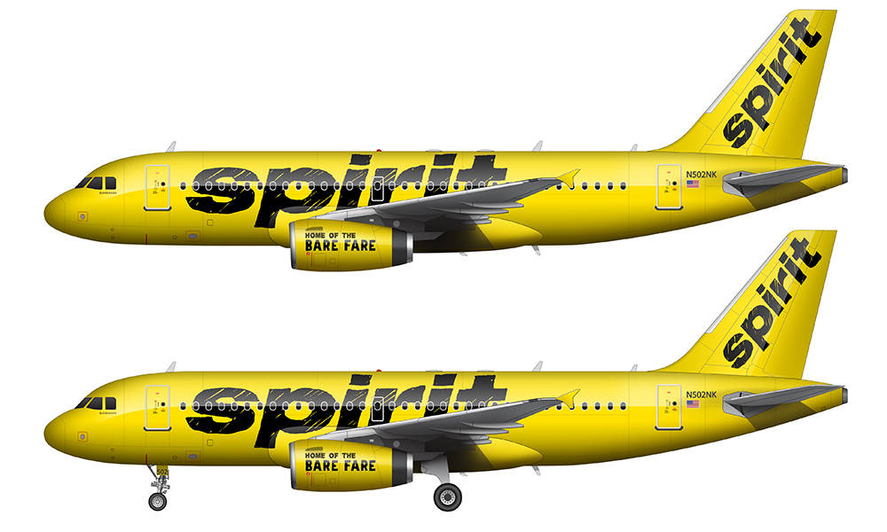 Spirit Airlines Yellow Airplane Models Background