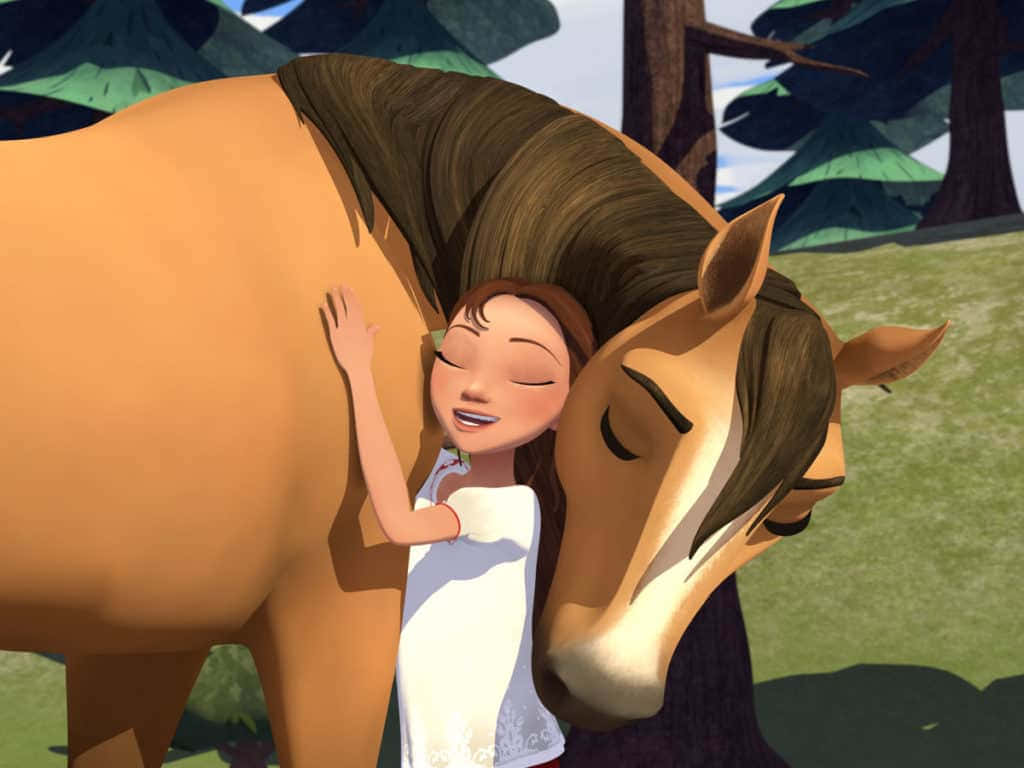 A Girl Hugging A Horse Wallpaper