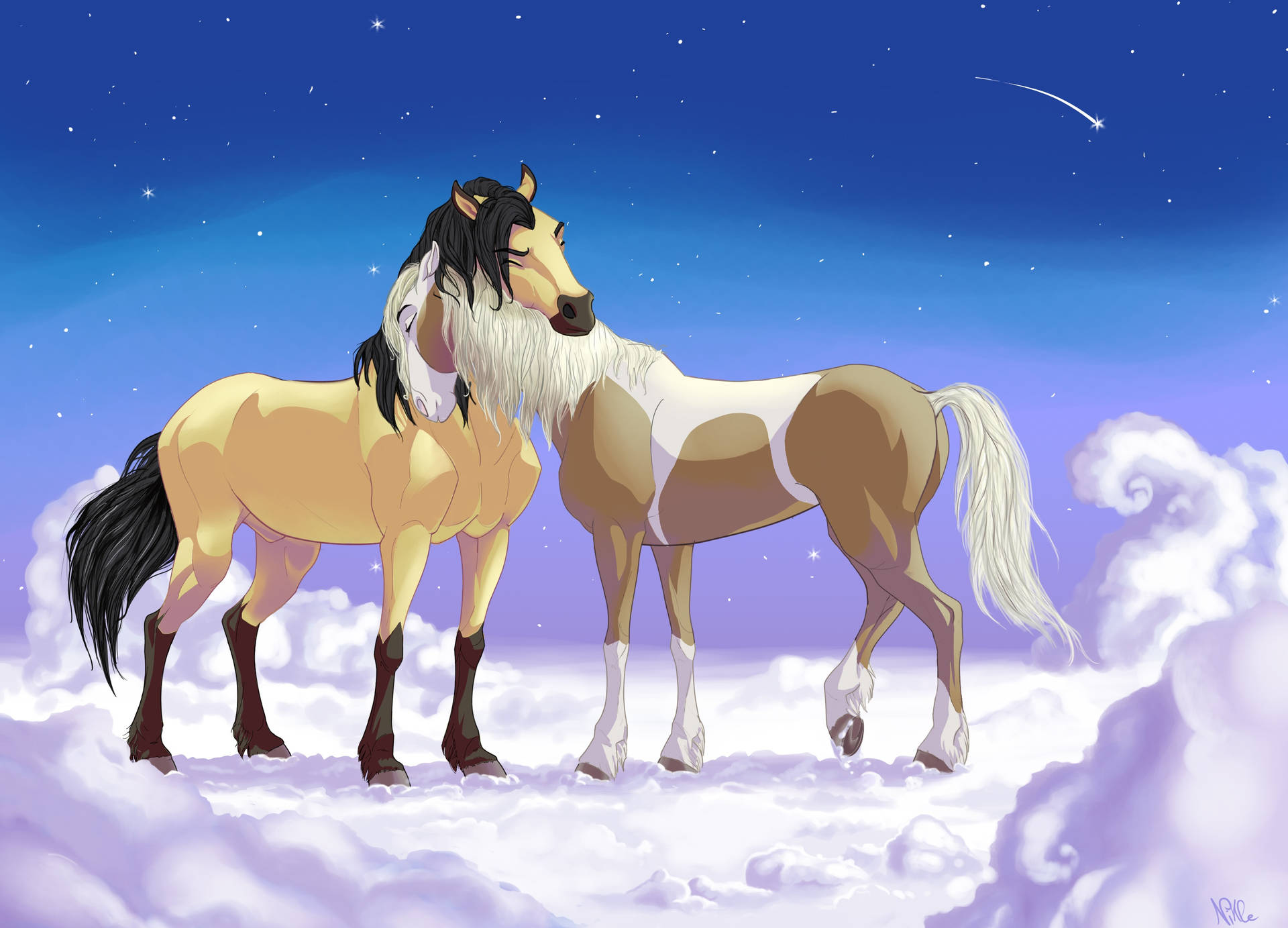 Espíritodo Cavalo Selvagem Da Cimarron Em Uma Noite De Inverno Nevado. Papel de Parede