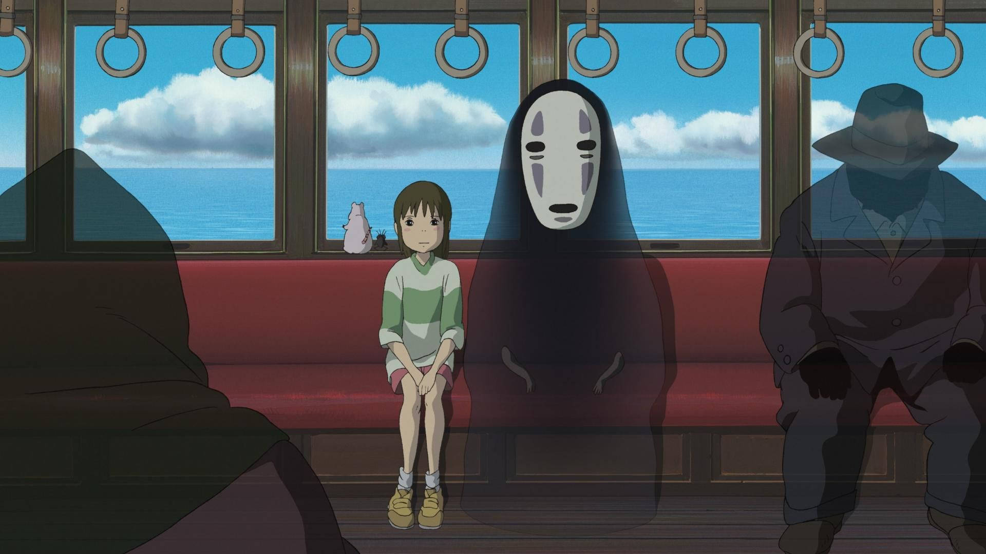 Chihiro traversing the spirit world with her No-Face companion Wallpaper