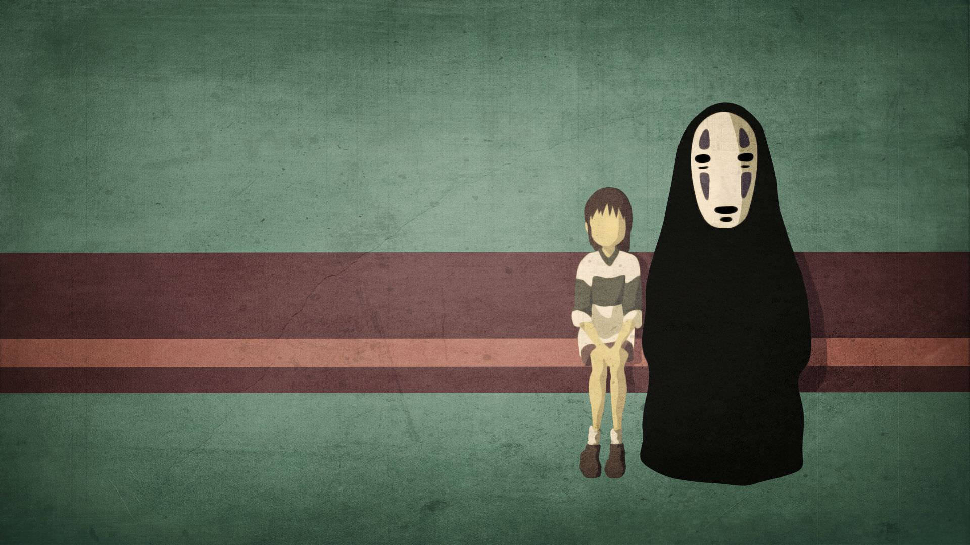 No Face and Chihiro from the beloved animated film, Spirited Away Wallpaper