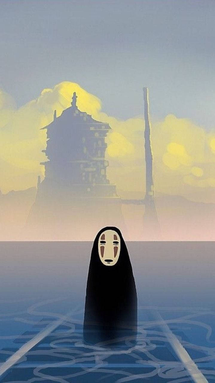 Spirited Away No Face At Sea Background