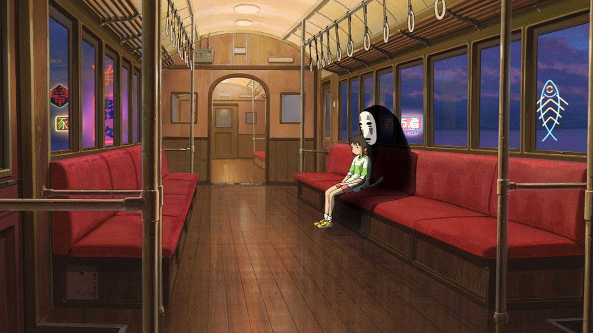 Spirited Away No Face Chihiro Train Background