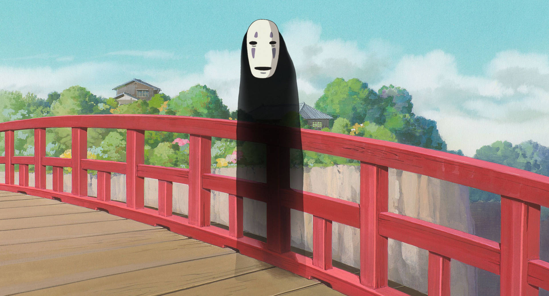 Spirited Away No Face In The Bridge Background