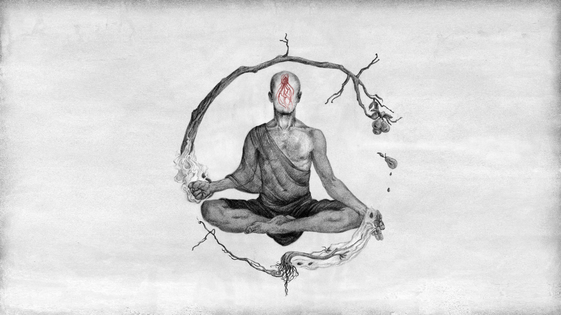 Spiritual Aesthetic Meditating Monk Wallpaper