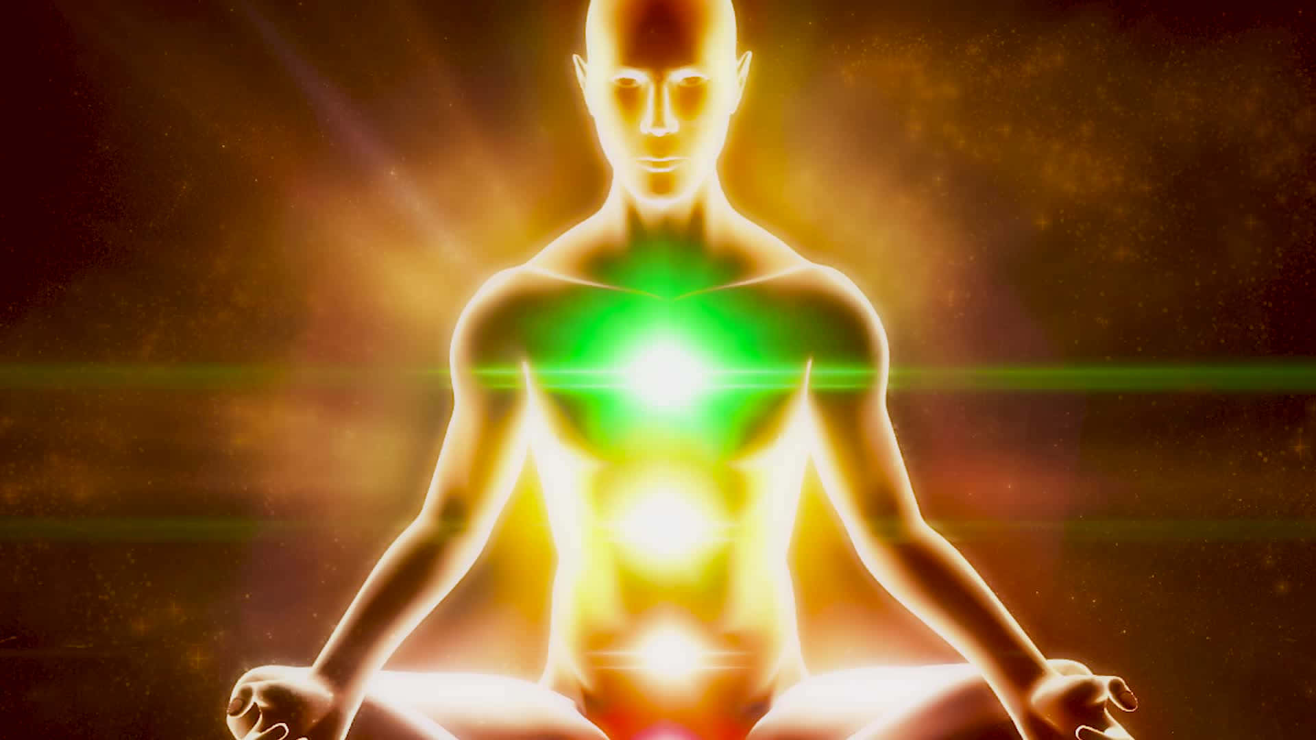 A Man In A Lotus Position With A Glowing Light Wallpaper