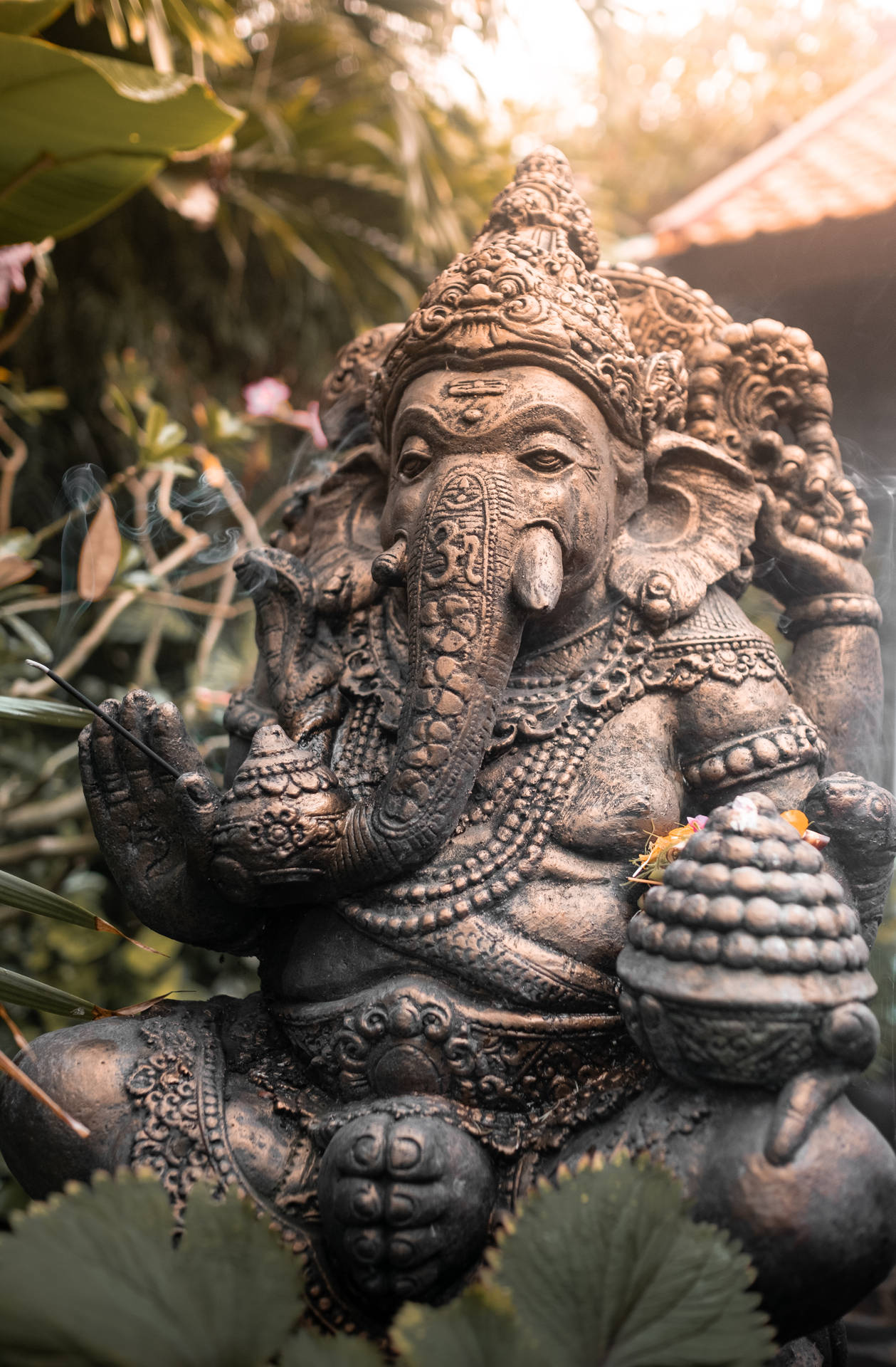 Spiritual Ganesha Statue Background
