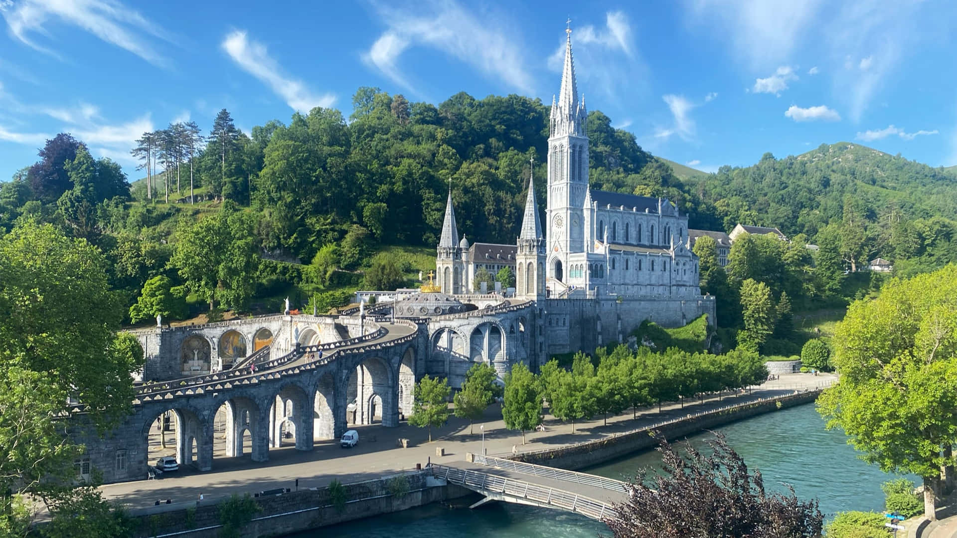 Spiritual Pilgrimage At Lourdes Sanctuary Wallpaper
