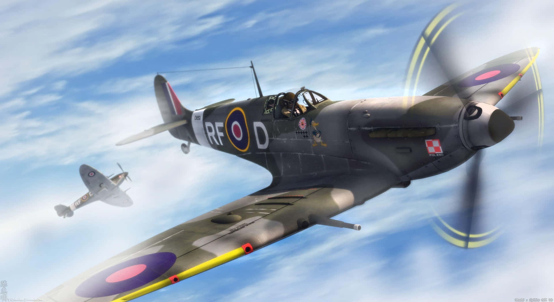Red Spitfire Aircraft Soaring High Wallpaper