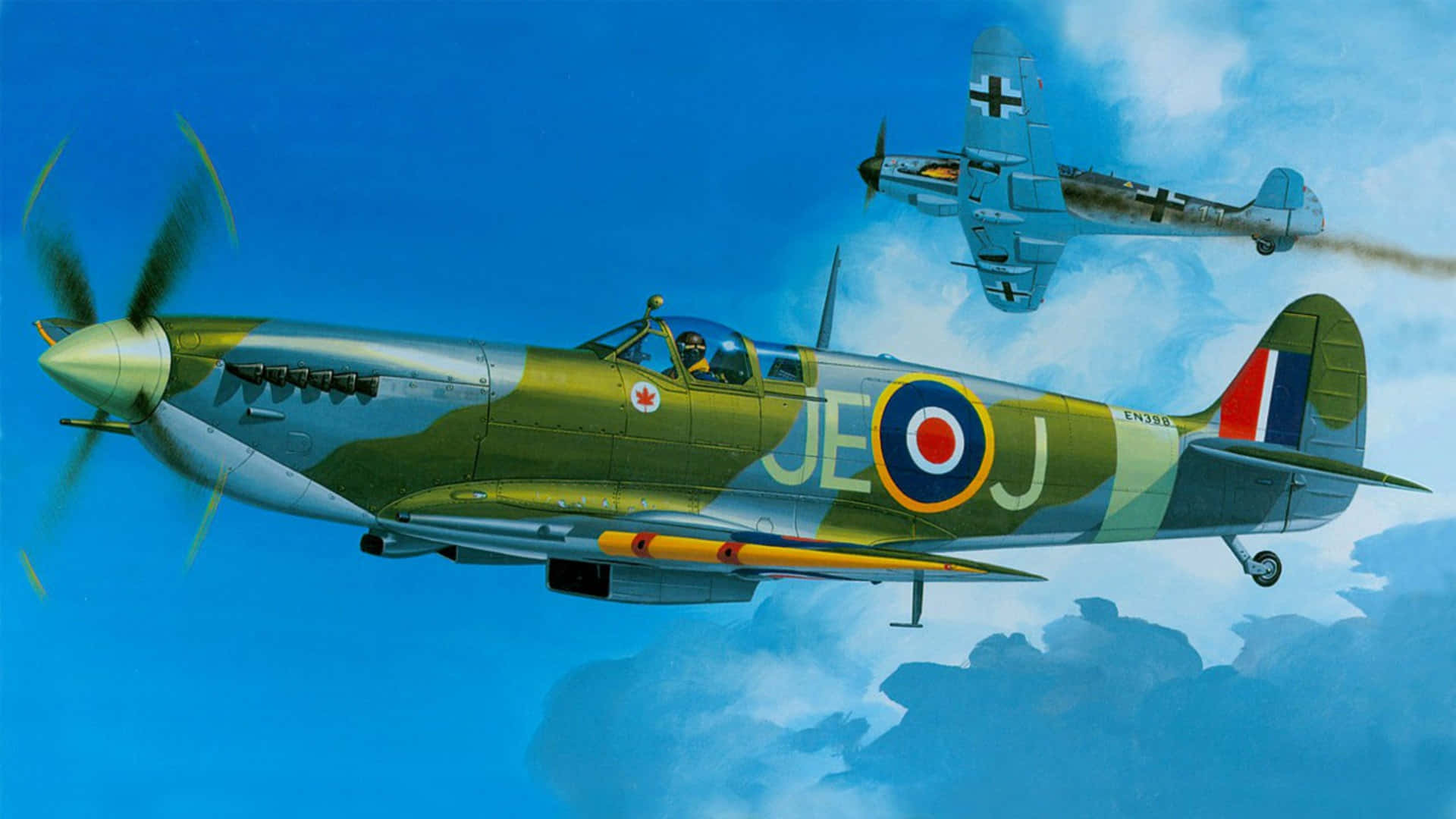 Den Ikoniske Spitfire Tapet hylder kampflyene fra Anden Verdenskrig Wallpaper