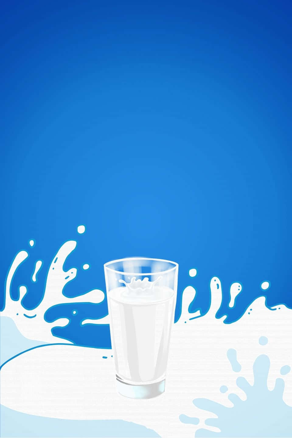 A Glass Of Milk On A Blue Background