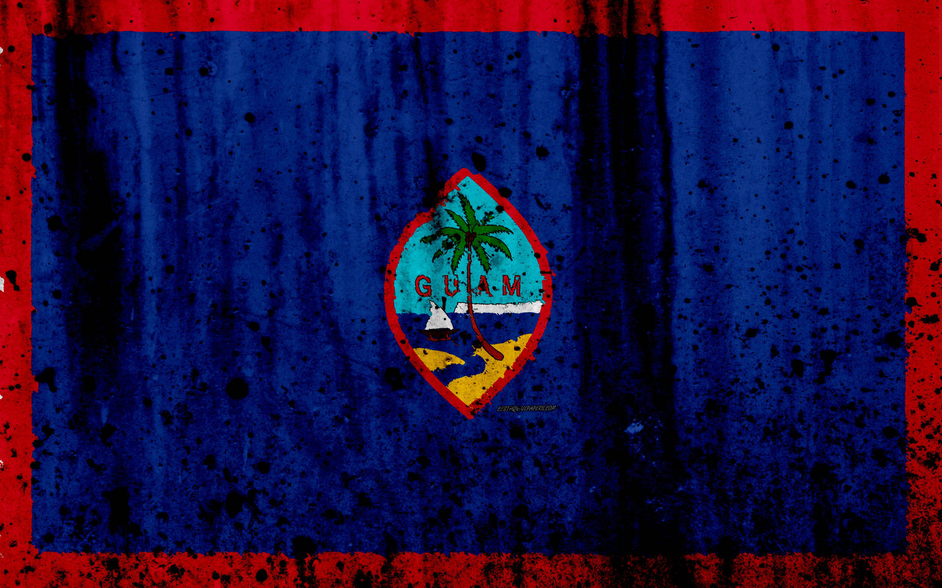 Splatted Guam Flag Wallpaper
