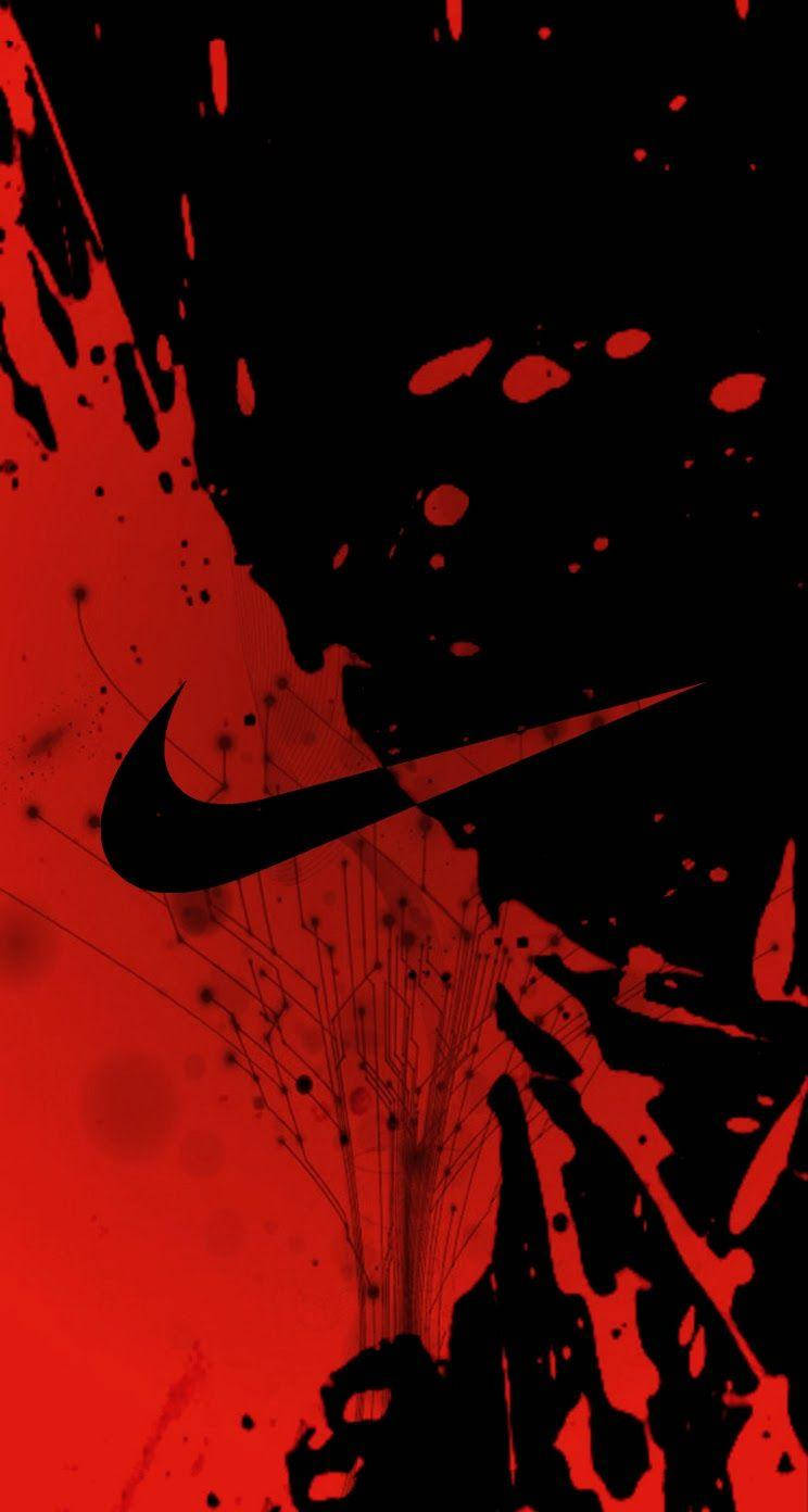 Splatter Nike Iphone Preto E Vermelho Papel de Parede