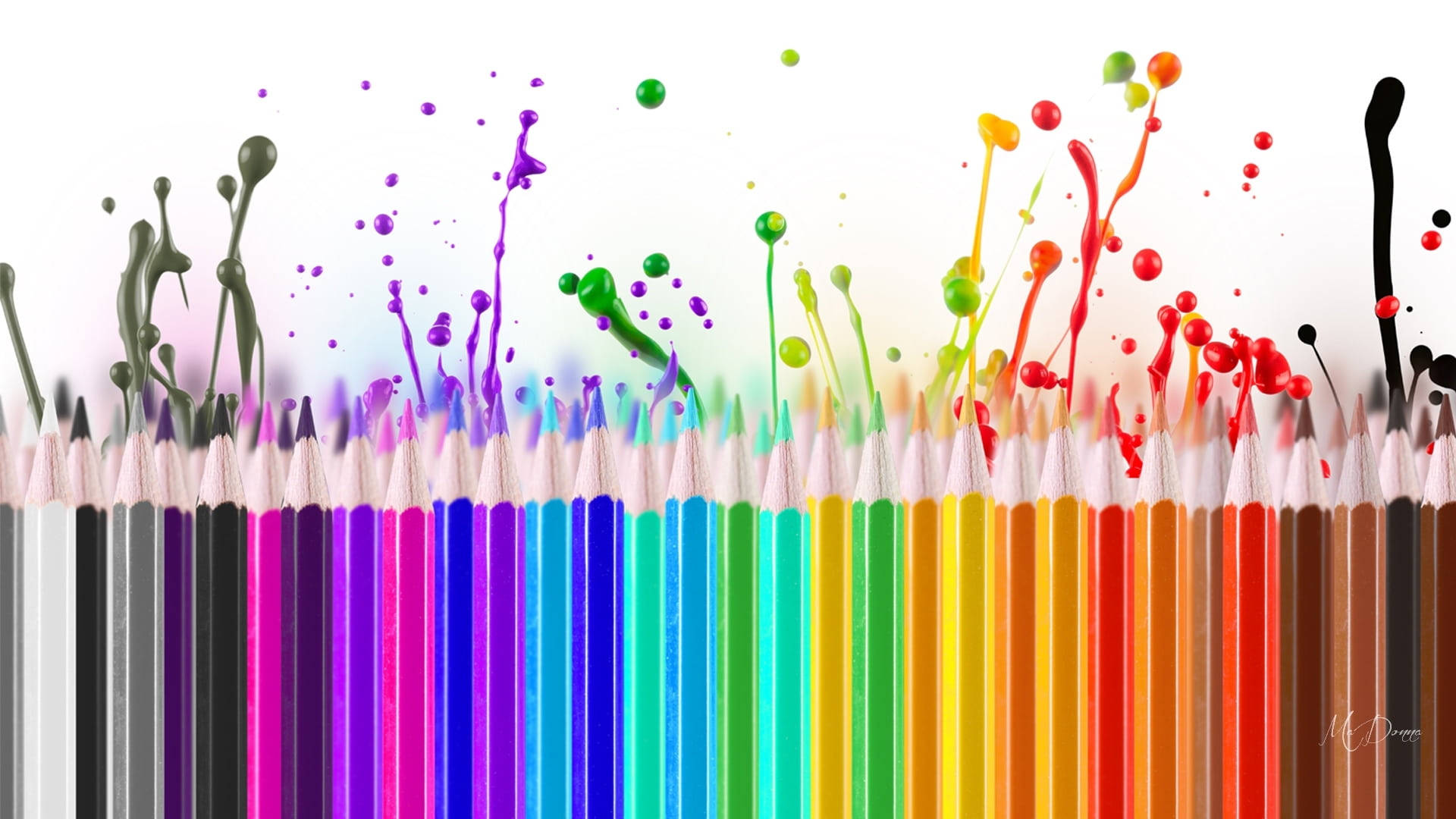 Lápicesde Colores Salpicados De Pintura Fondo de pantalla