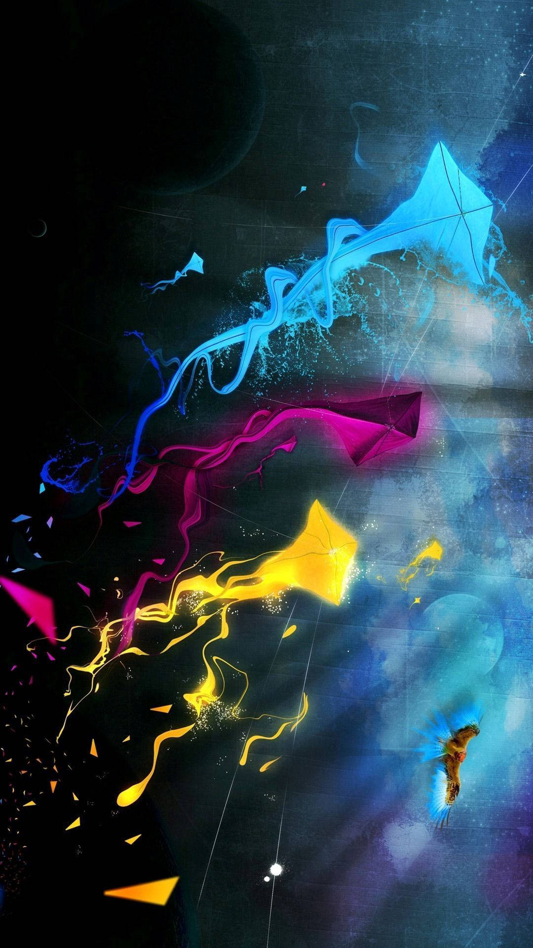 Splattered Kites Abstract Smartphone Wallpaper Wallpaper