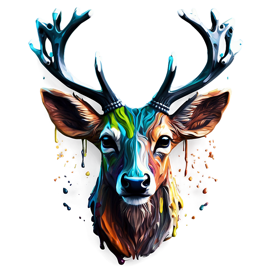 Splattered Paint Deer Head Png 06212024 PNG