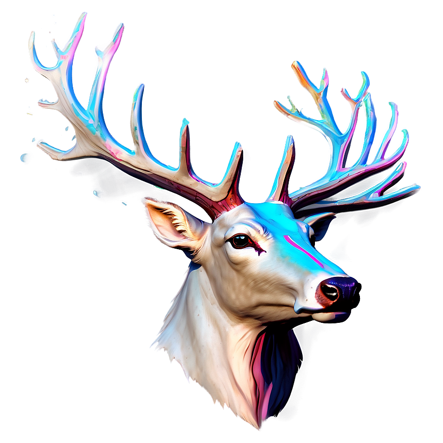 Splattered Paint Deer Head Png 7 PNG