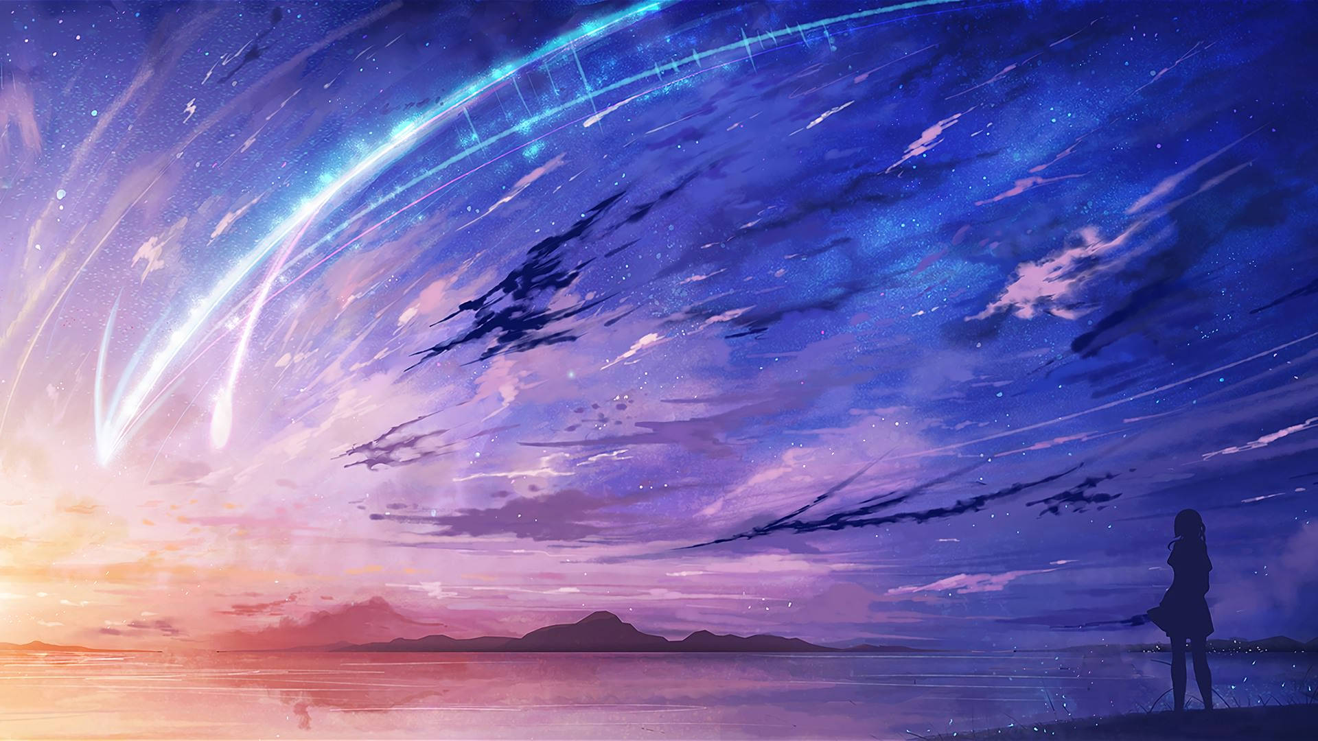Splendid Purple Anime Scenery Wallpaper