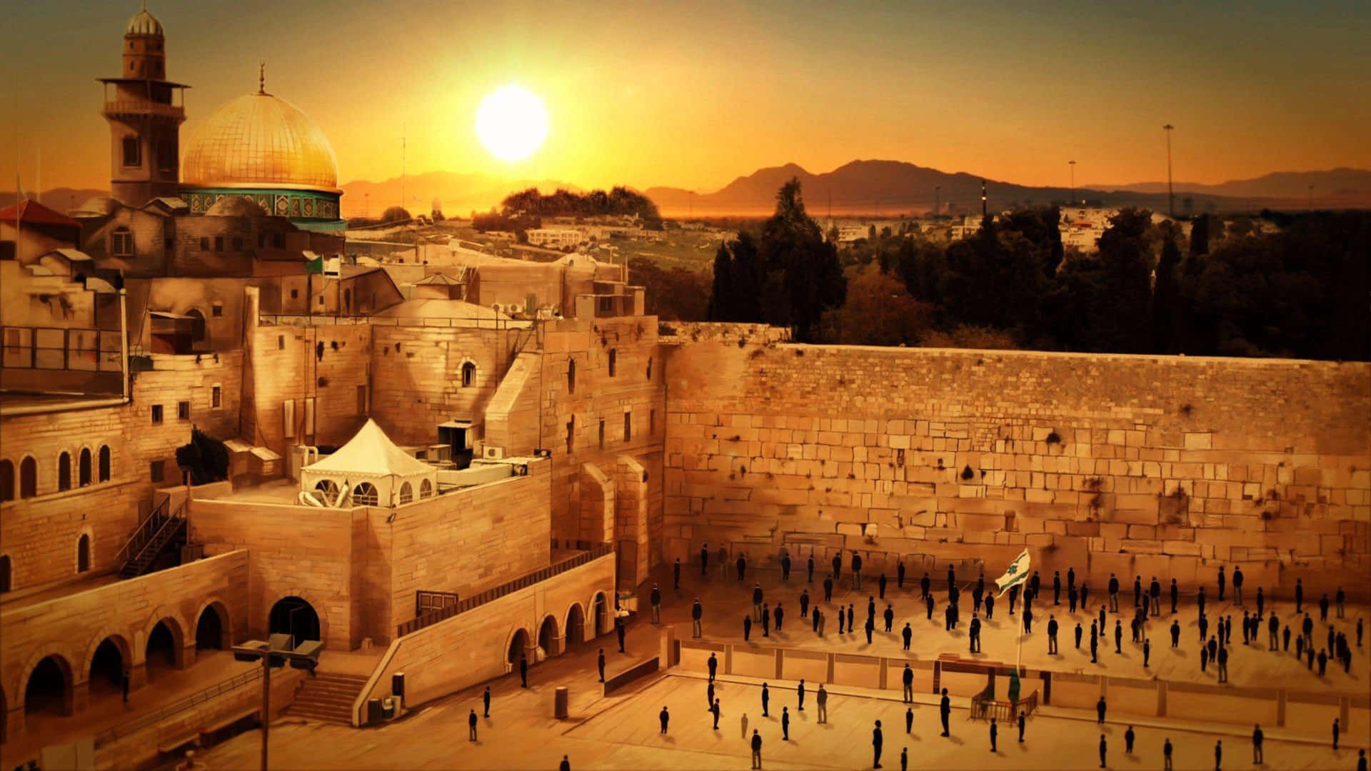 Splendidavista Del Muro Del Pianto E Della Cupola Della Roccia A Gerusalemme, Israele