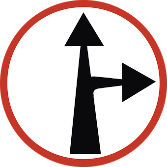 Split Direction Arrow Sign PNG