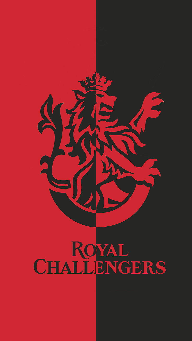 Split Red And Black RCB Team Logo Wallpaper
