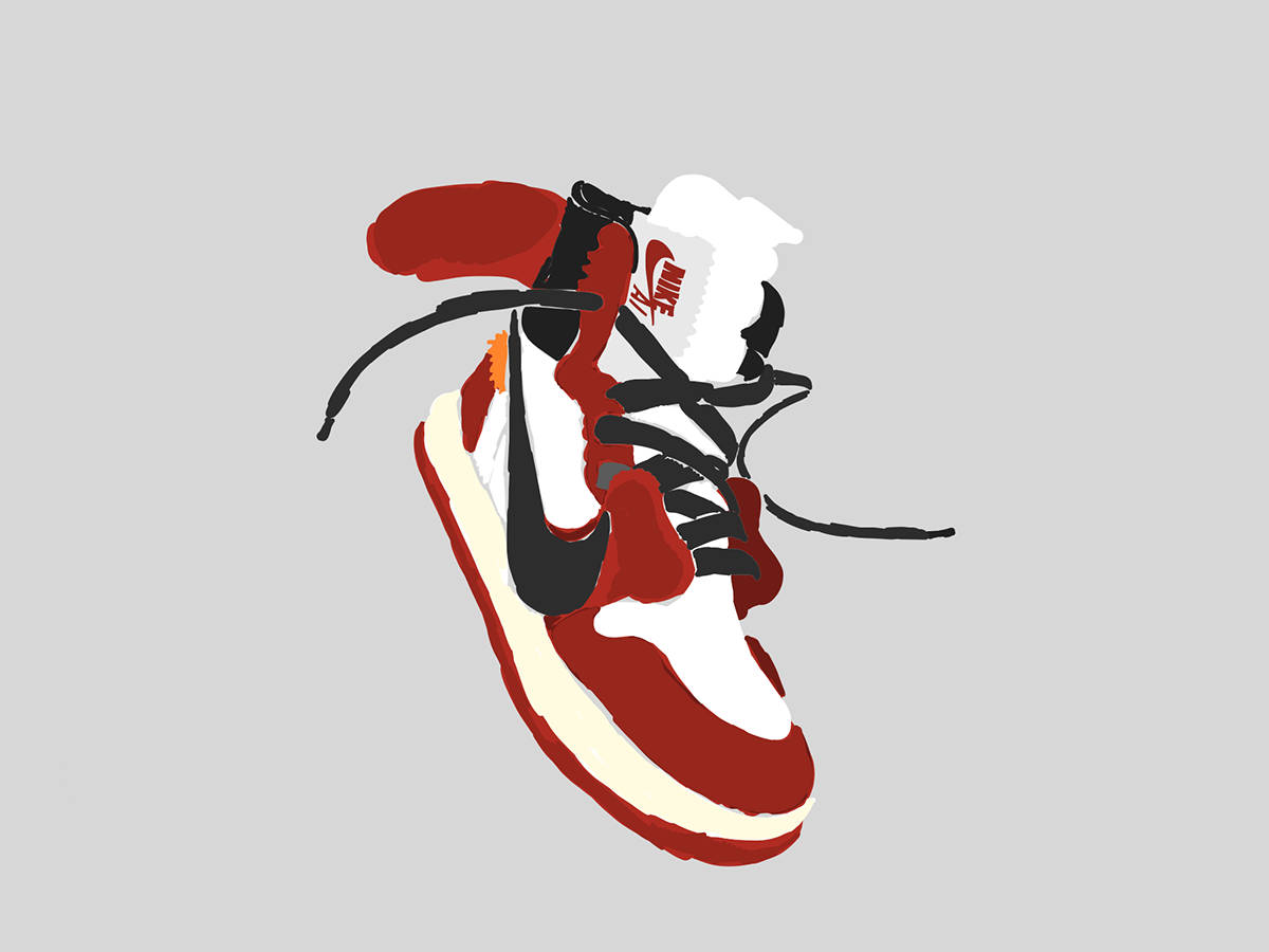 Splotchy Cartoon Nike Sko Wallpaper