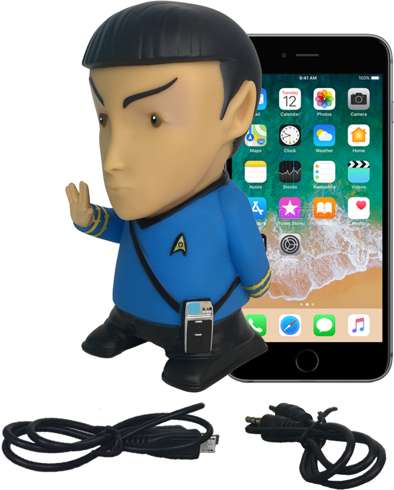 Spock Figurewith Phoneand Cables PNG