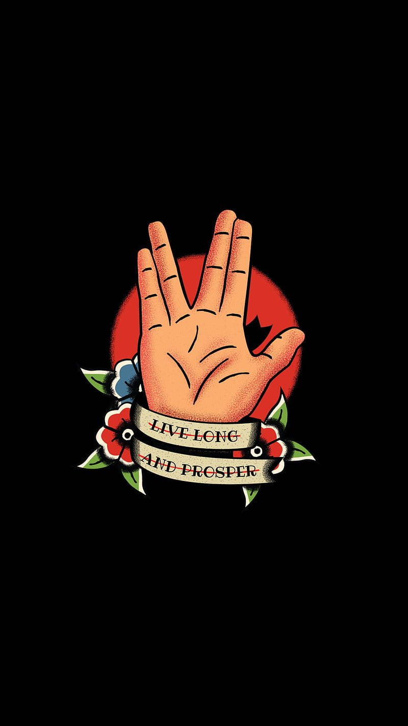 Spock Hand Sign And Quote Wallpaper