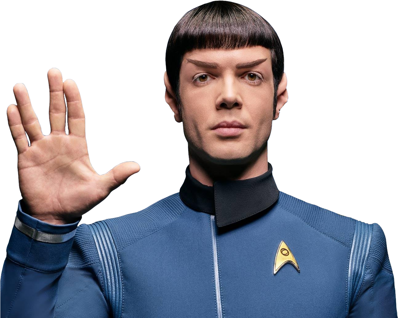Spock Vulcan Salute Starfleet Uniform PNG