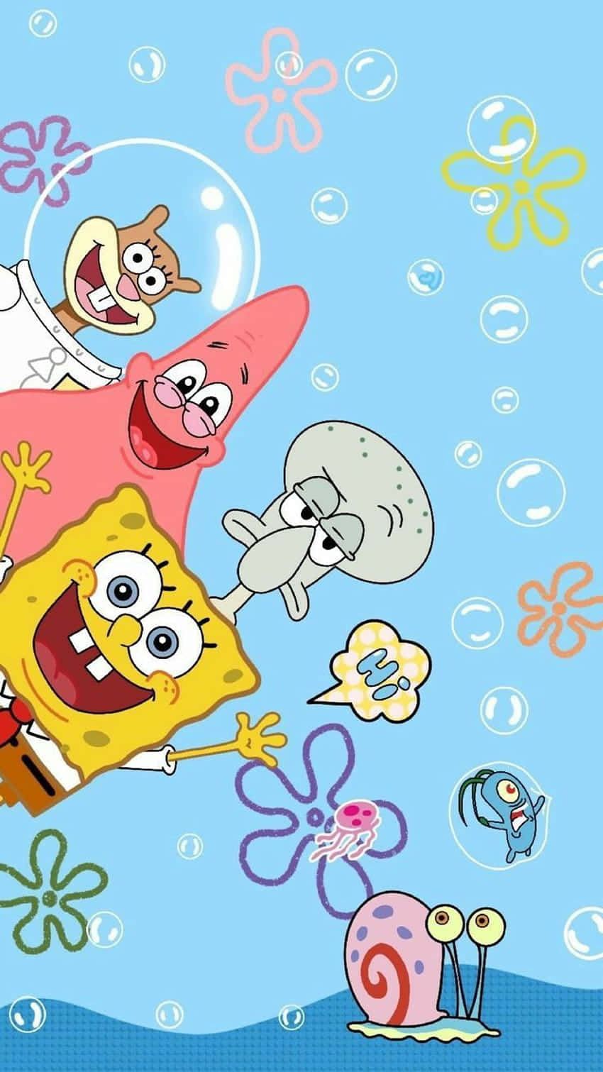Sponge Bob_and_ Friends_ Happy_ Moments Wallpaper