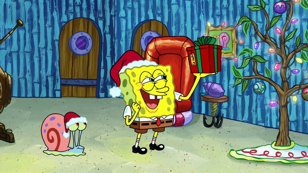 Sponge Bob Christmas Celebration Wallpaper