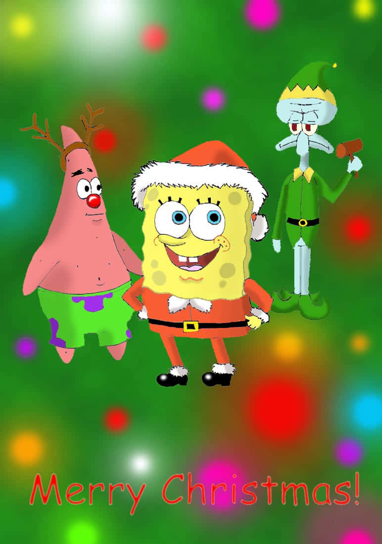 Sponge Bob Christmas Celebration Wallpaper