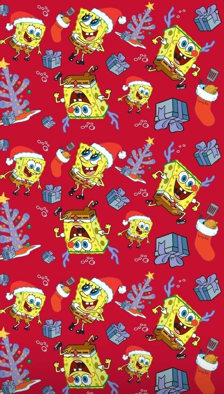 Sponge Bob Christmas Pattern Wallpaper