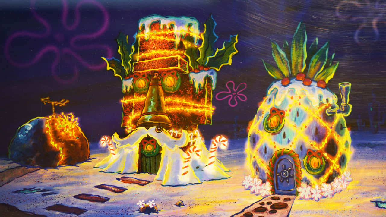 Sponge Bob Christmas Underwater Decorations Wallpaper