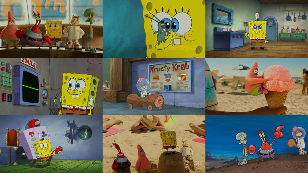 Sponge Bob Collage Moments Wallpaper