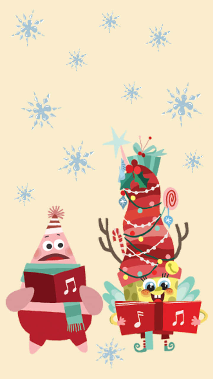 Sponge Bob Patrick Christmas Caroling Wallpaper