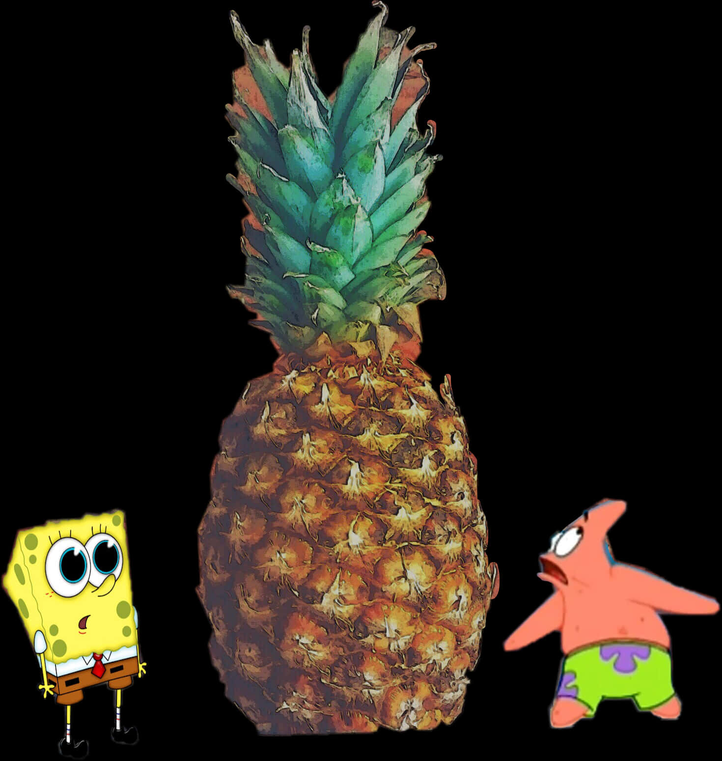 Sponge Bob Patrick Pineapple PNG