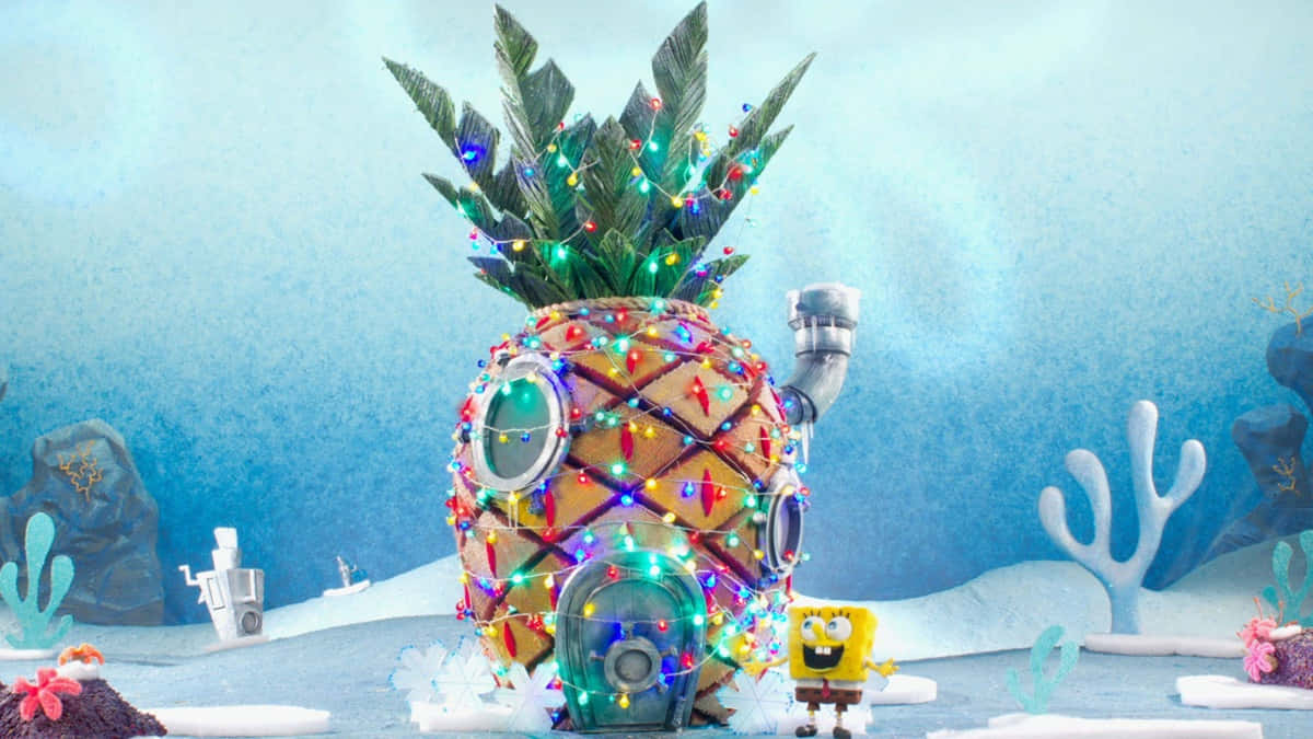 Sponge Bob Pineapple House Christmas Lights Wallpaper