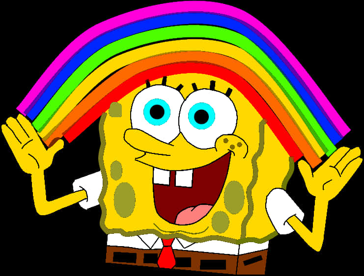 Sponge Bob Rainbow Imagination PNG