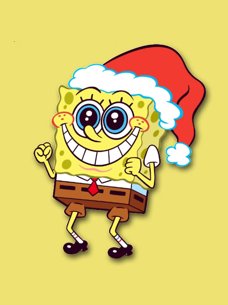 Sponge Bob Santa Hat Celebration Wallpaper
